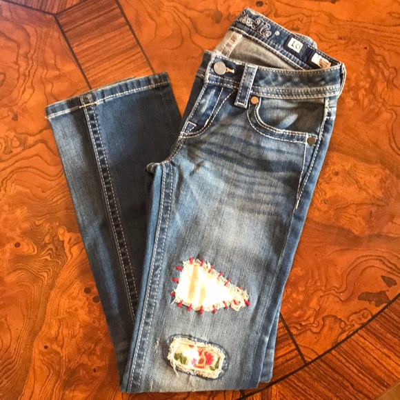 Miss Me Girls Skinny NWT patch work medium blue - Picture 2 of 8